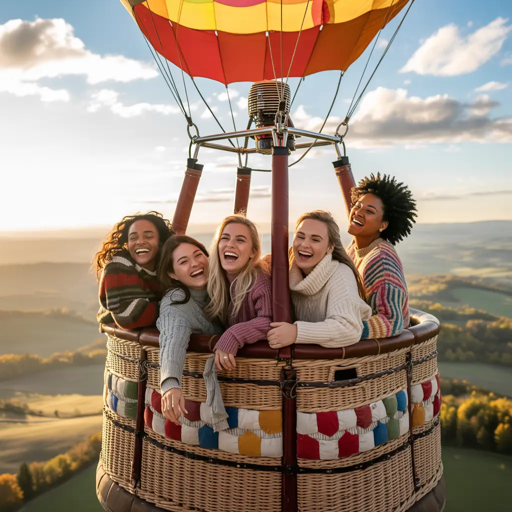 Group of friends enjoying a shared flight.