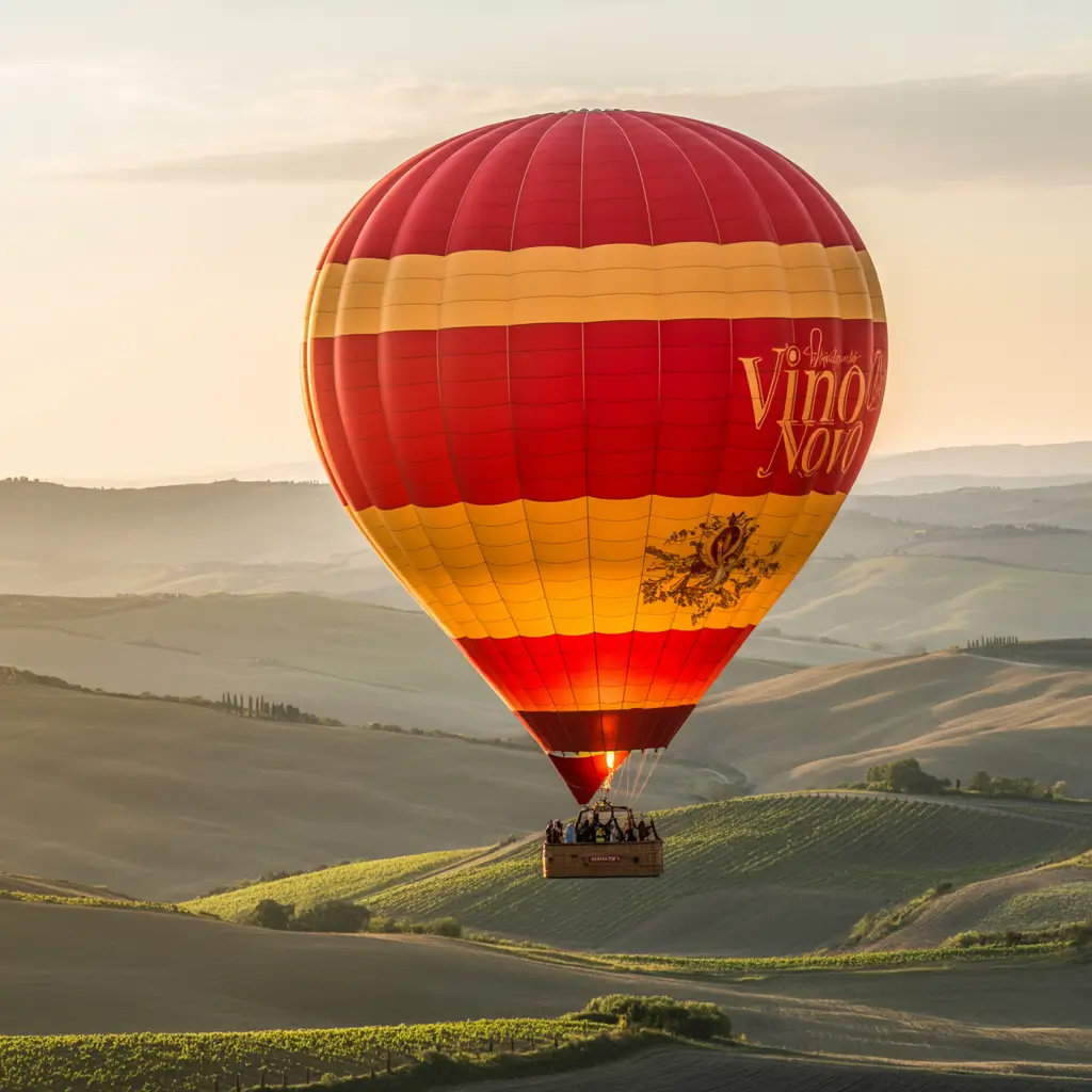 A couple enjoying a private hot air balloon flight.
