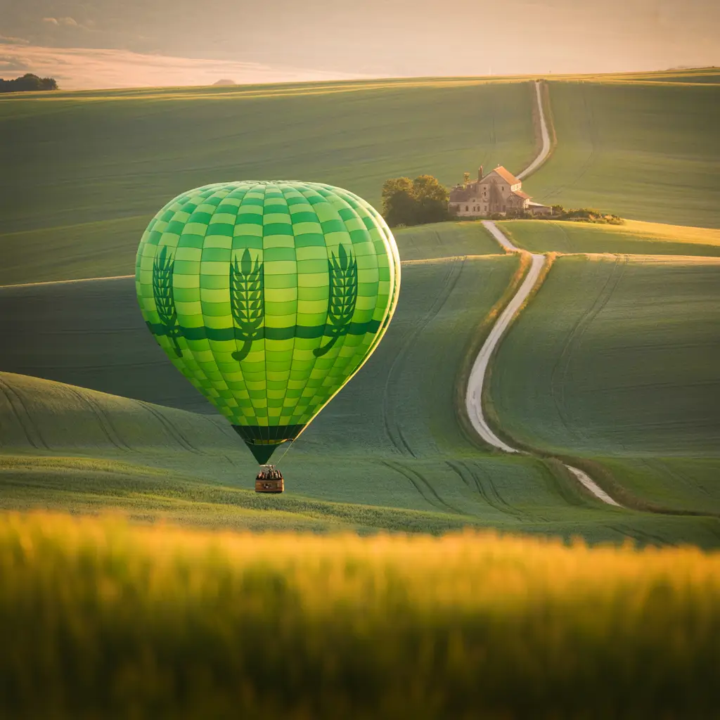 A couple enjoying a private hot air balloon flight.
